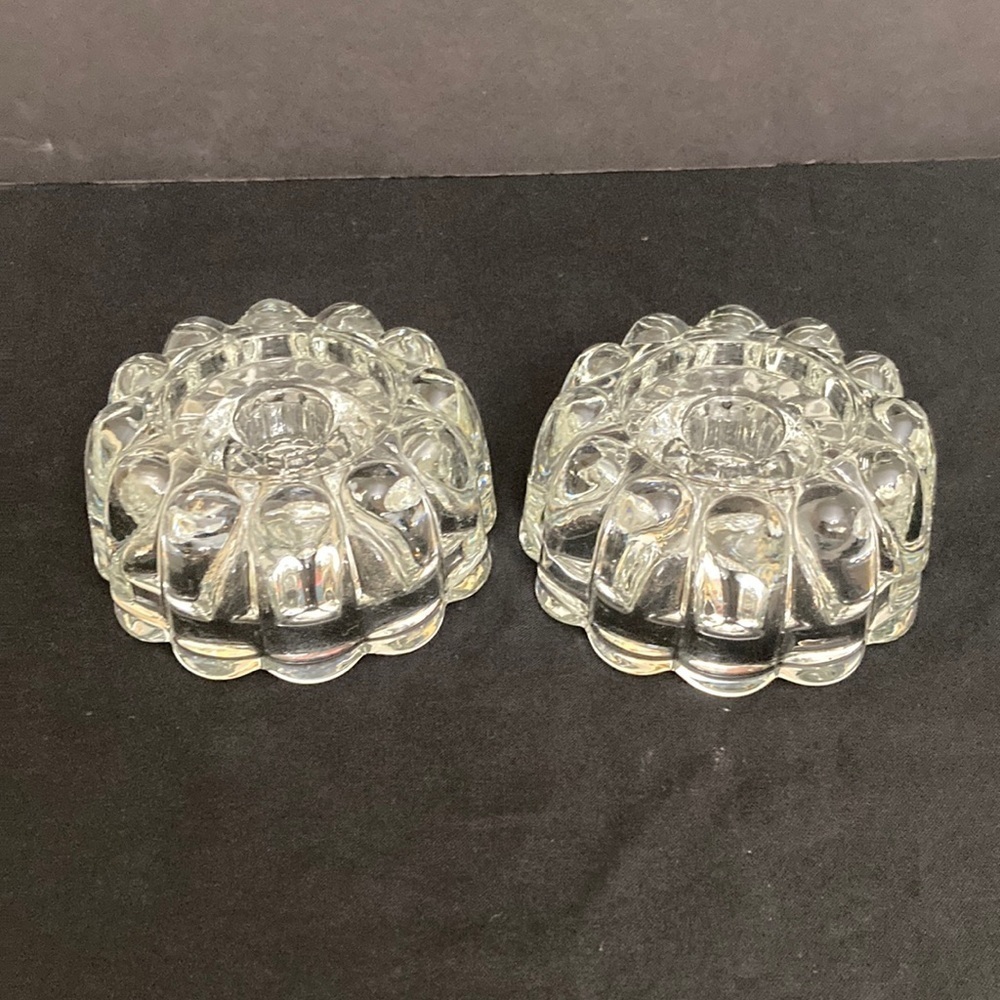 Vtg Princess House Candle Holders Heavy Lead‎ Crystal Reversible Bubble Flower